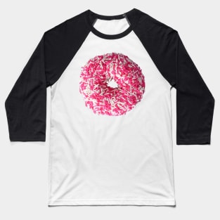 Cute Donut With Pink and White Sprinkles Pattern Baseball T-Shirt